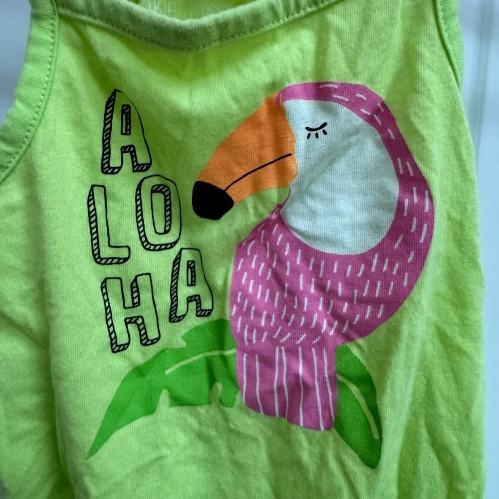Okie Dokie 18M Green Toucan Girls Tank Top onesie Bodysuit